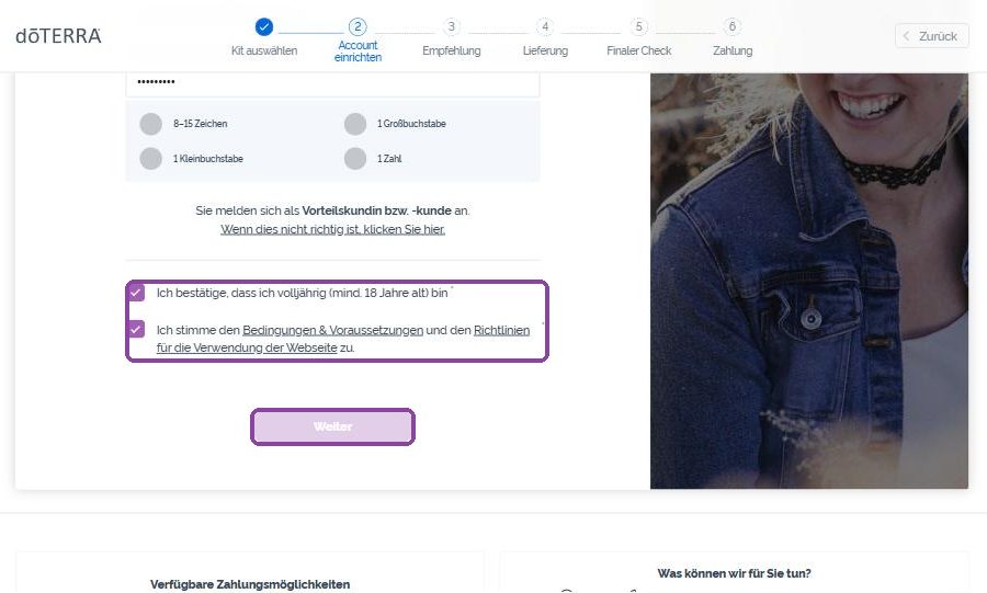 Căsuțele de consimțământ și butonul de continuare